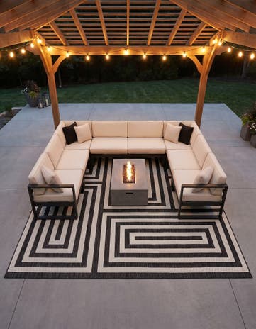 12' x 12' Easy-Clean Modern Indoor / Outdoor Square Rug