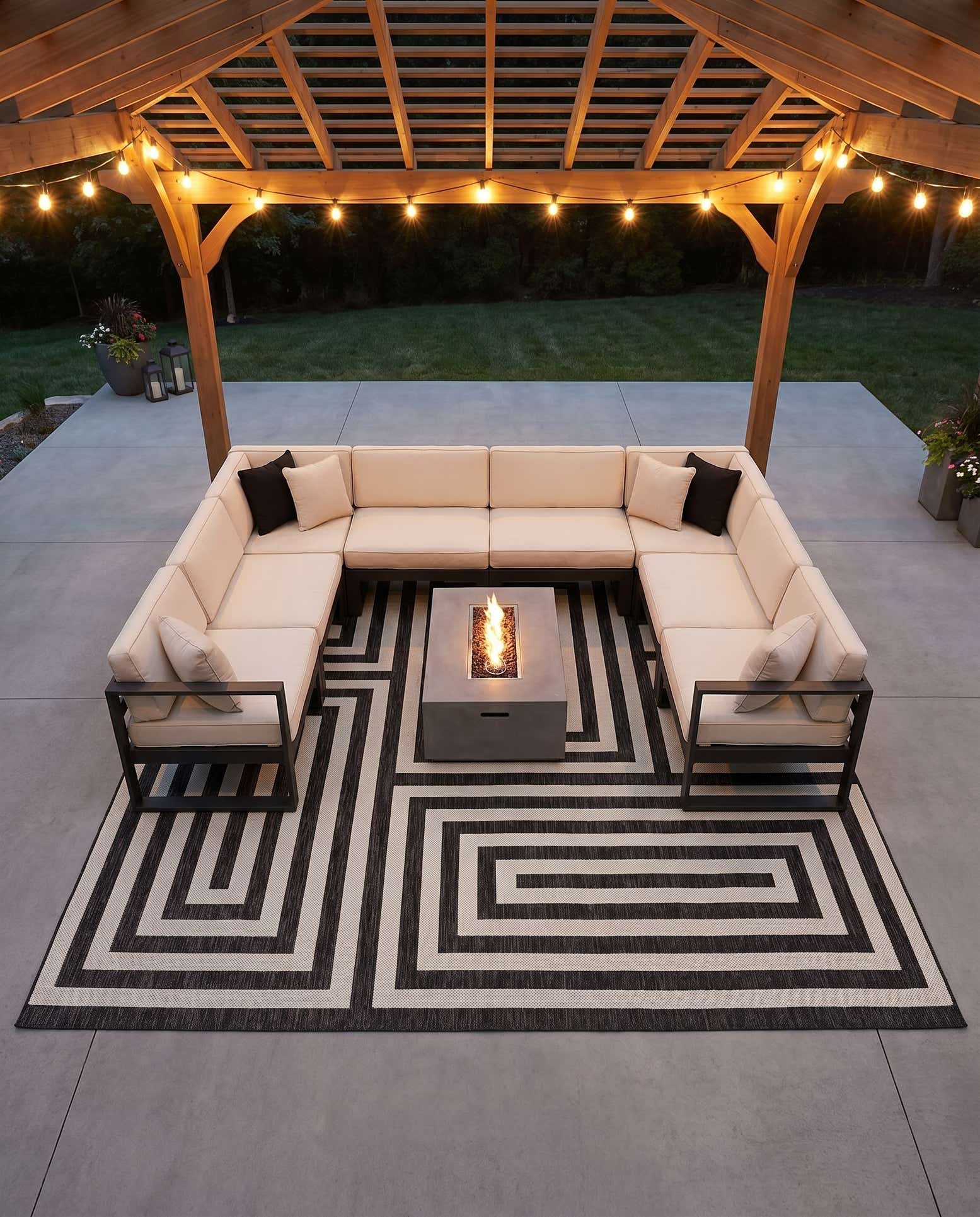 12' x 12' Easy-Clean Modern Indoor / Outdoor Square Rug