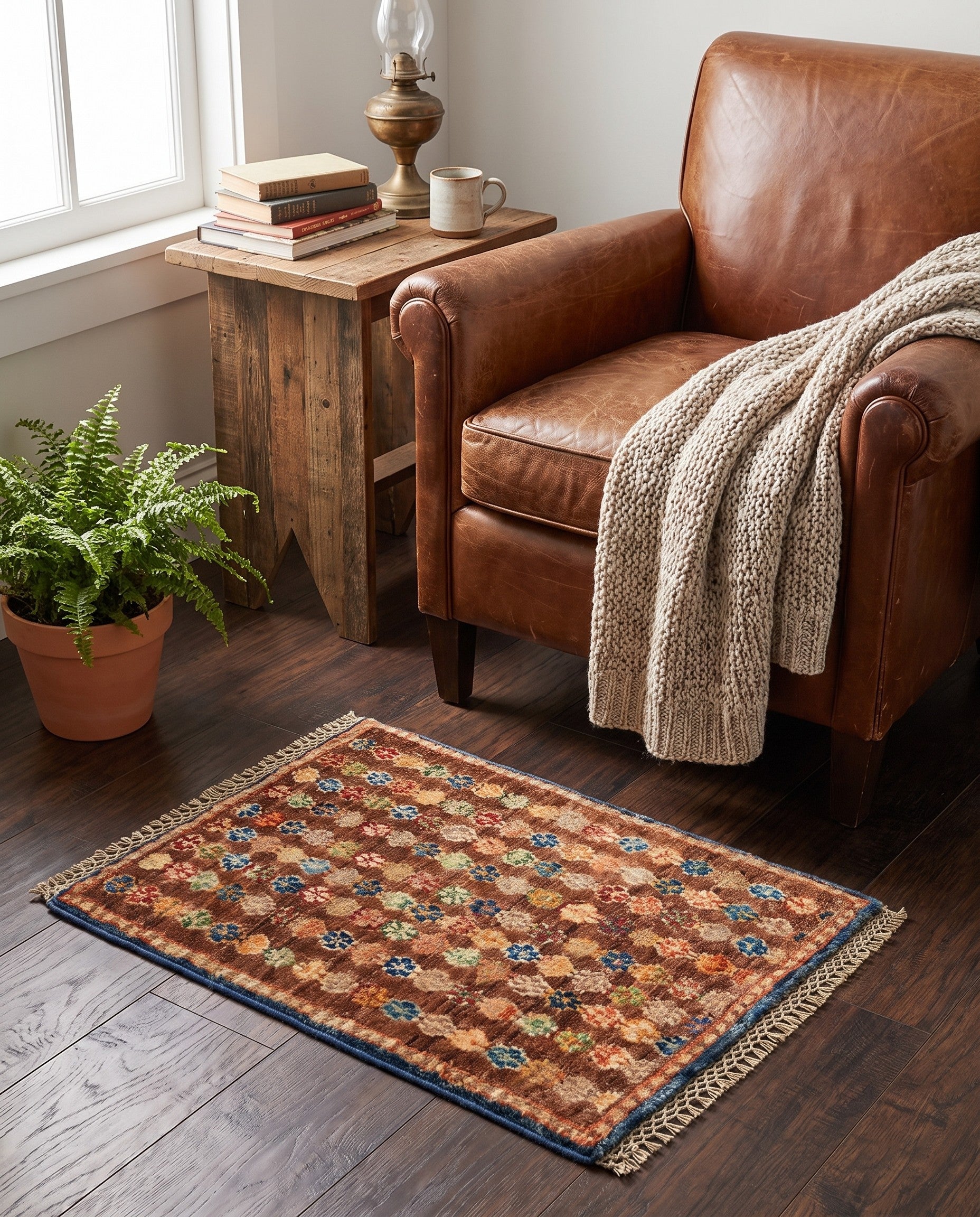 1' 4 x 2' Hand Knotted Ziegler Rug