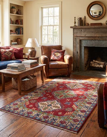 3' 3 x 4' 11 Hand Knotted Kazak Rug