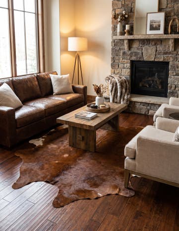 5' 3 x 5' 7 Cowhide Leather Rug