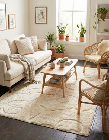 Ivory Botanical Shag Rug