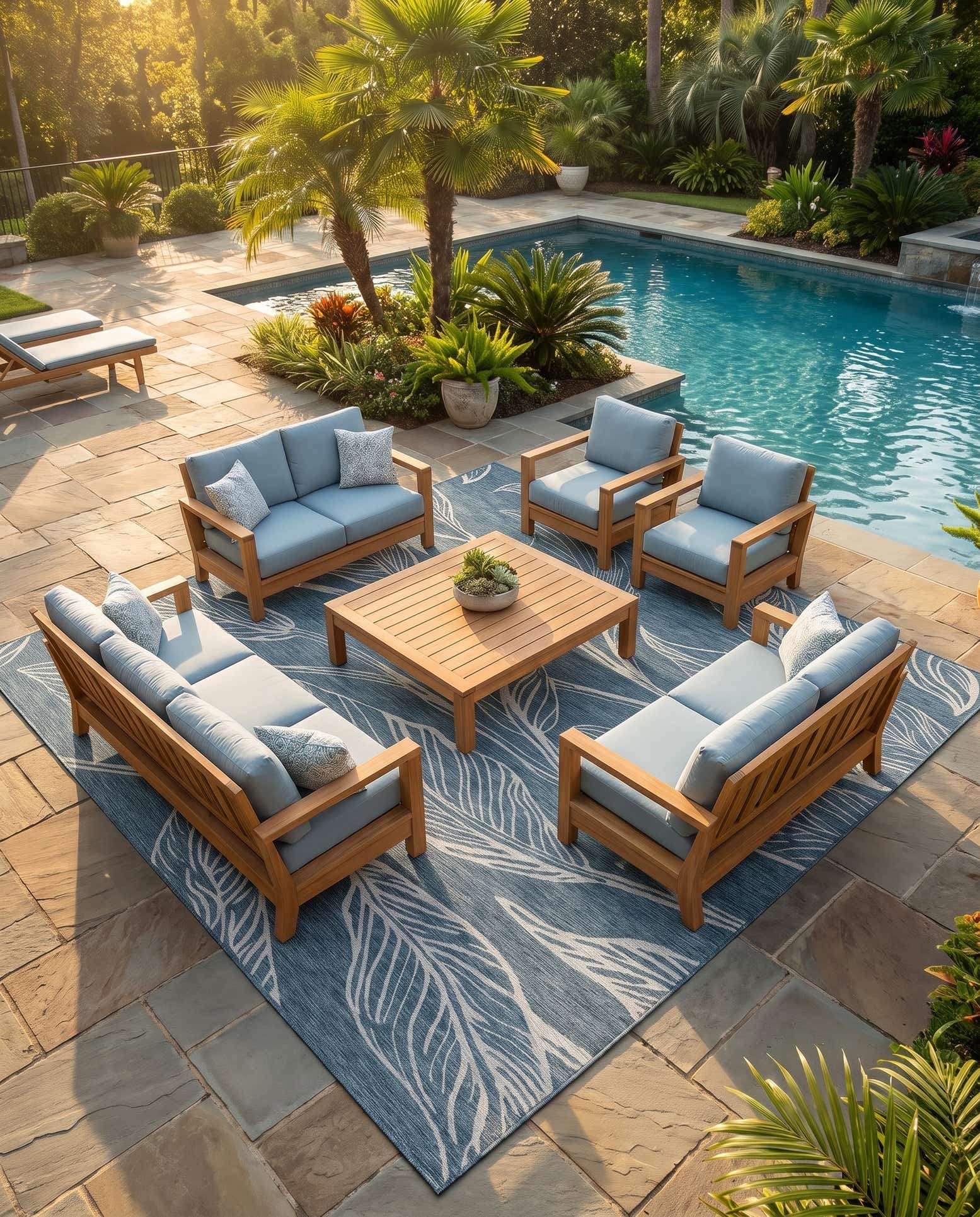 13' x 13' Easy-Clean Botanical Indoor / Outdoor Square Rug