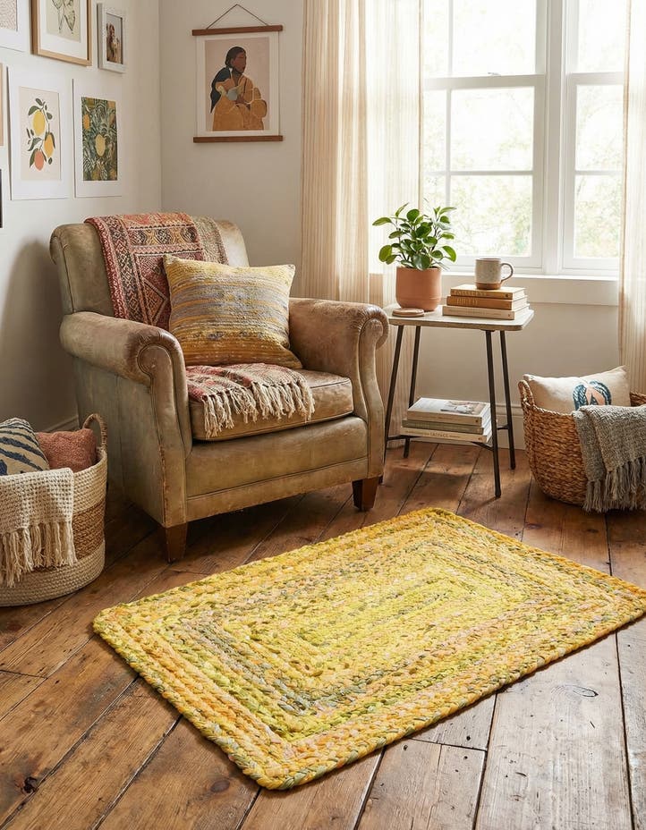 2' x 3' 1 Handmade Braided Chindi Rug