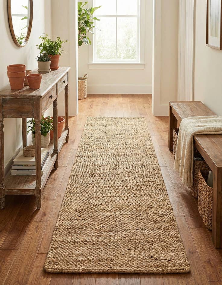 Detail image of 2' x 8' Hand Woven Chunky Jute Runner Rug