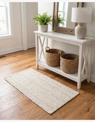 White Handmade Braided Jute Rug