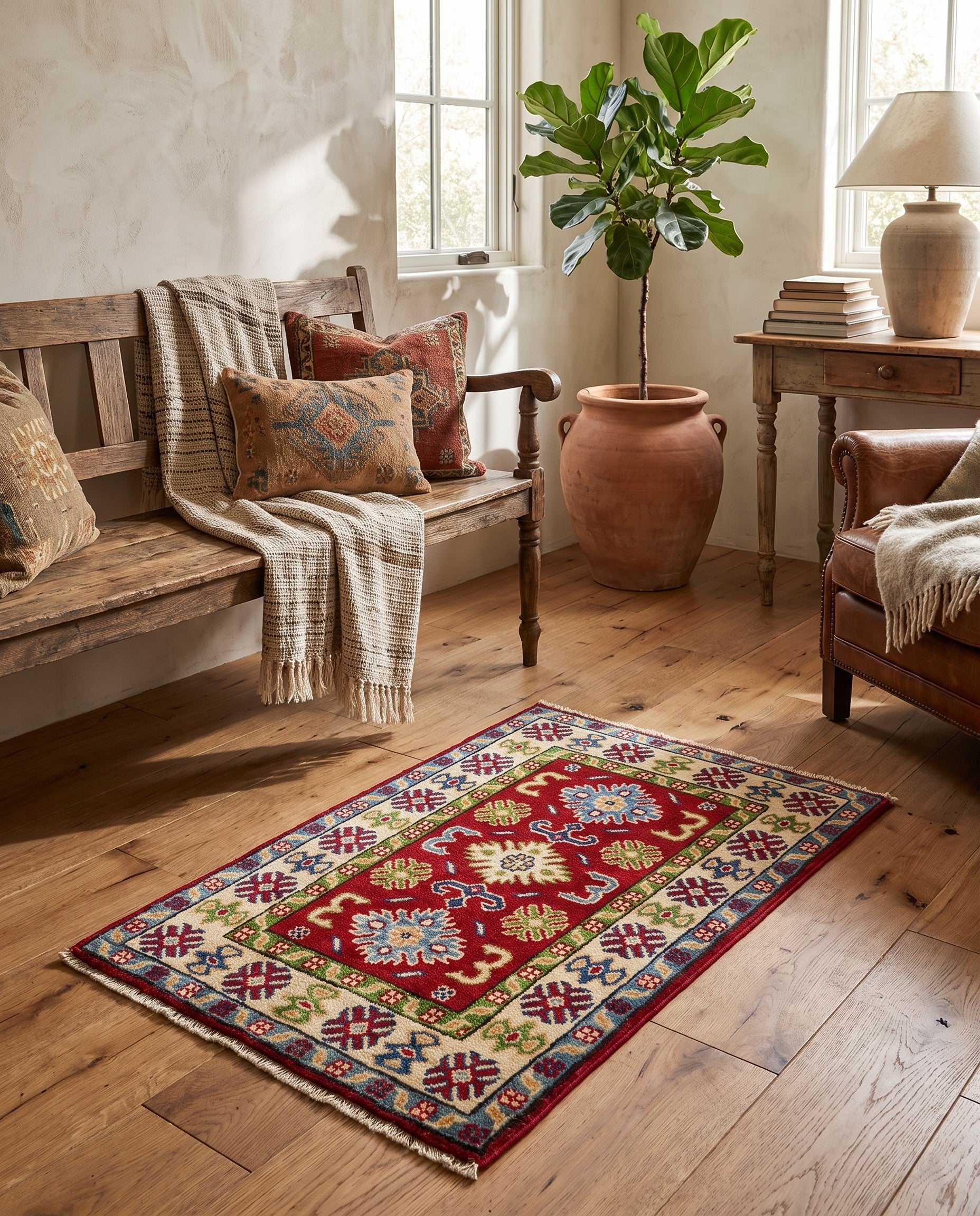 2' x 3' 1 Hand Knotted Kazak Rug