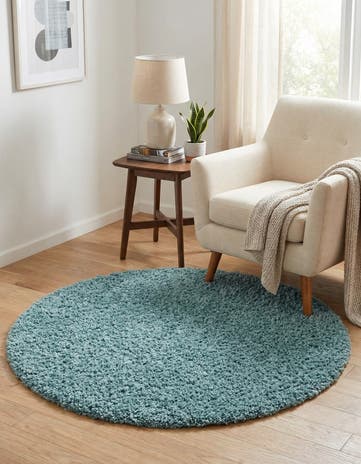 3' x 3' Solid Shag Round Rug