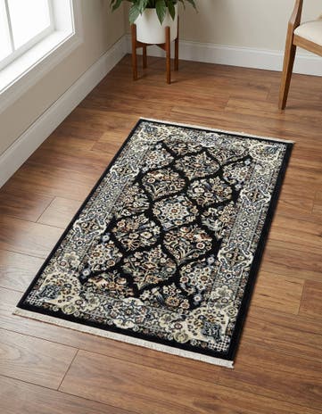 Navy Blue Nain Design Rug