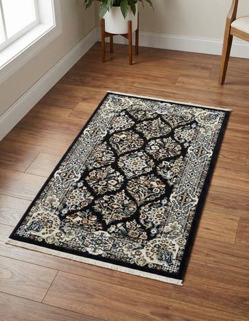 Navy Blue Nain Design Rug