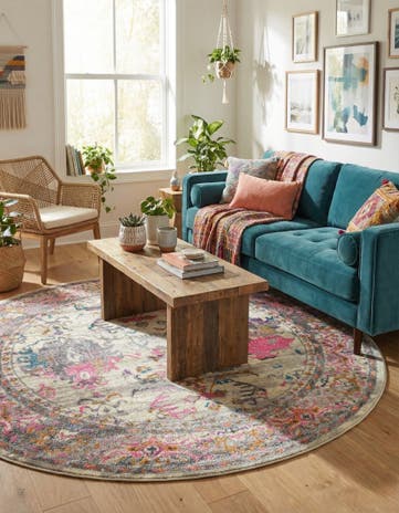 Beige Aria Round Rug