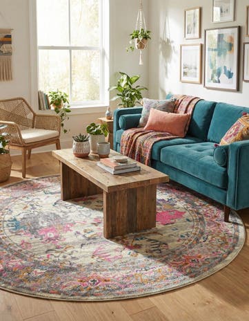 Beige Aria Round Rug