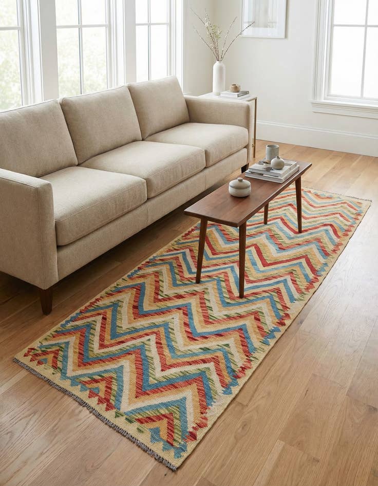 Detail image of 3' 5 x 6' 4 Hand Woven Kilim Maymana Wool Rug