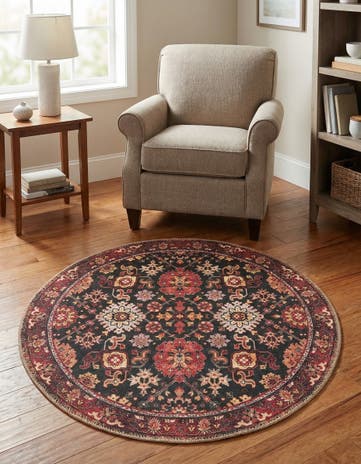 3' 6 x 3' 6 Washable Timeless Round Rug