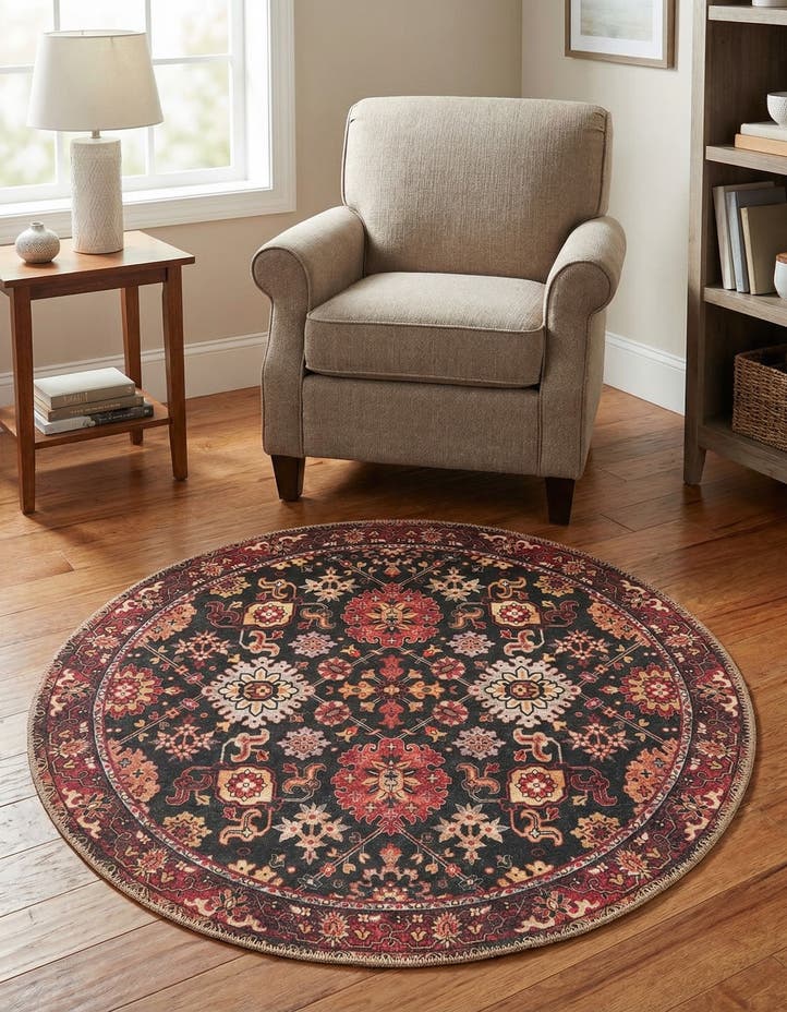 3' 6 x 3' 6 Washable Timeless Round Rug