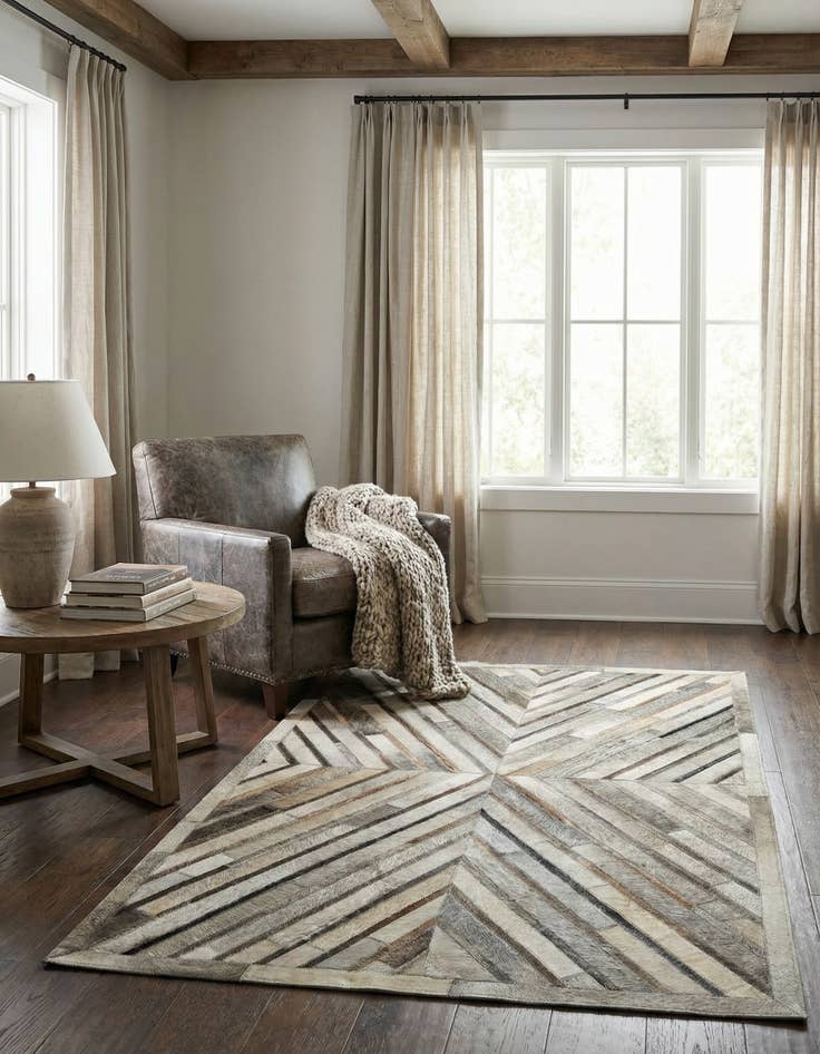 Detail image of 3' 1 x 5' 1 Cowhide Leather Rug