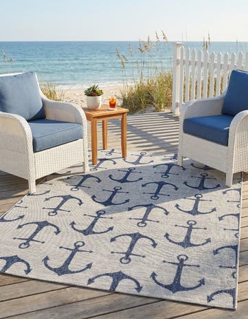 5' 3 x 7' Easy-Clean Coastal Indoor / Outdoor Rug
