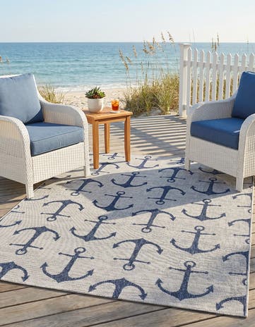 5' 3 x 7' Easy-Clean Coastal Indoor / Outdoor Rug