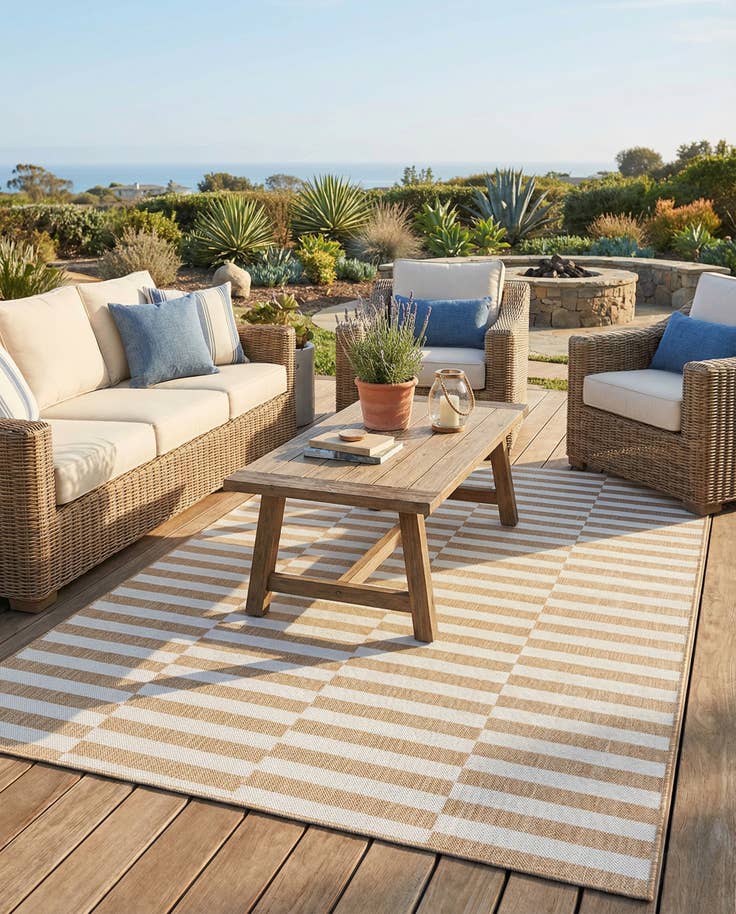 Detail image of 5' 3 x 8' Easy-Clean Striped Indoor / Outdoor Rug