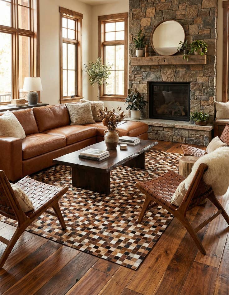 Detail image of 5' 9 x 8' Cowhide Stocks Rug