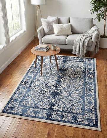 Ivory and Blue Miranda Rug