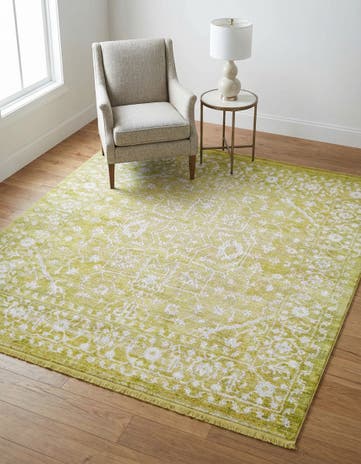 Light Green Modern Classical Square Rug