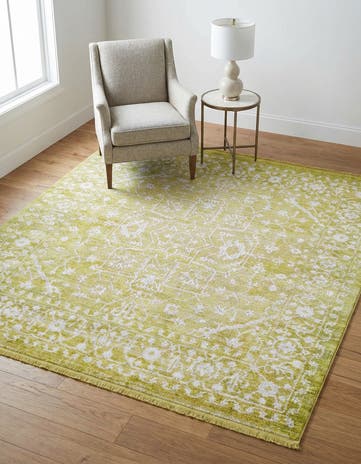 Light Green Modern Classical Square Rug