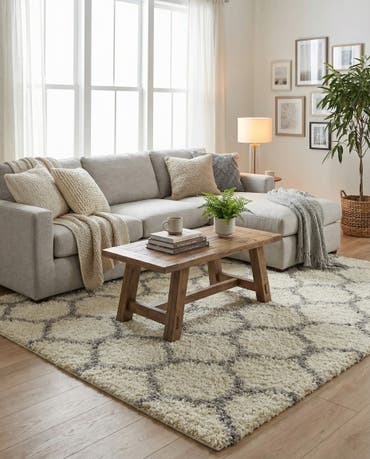  6' x 6' Lattice Shag Square Rug