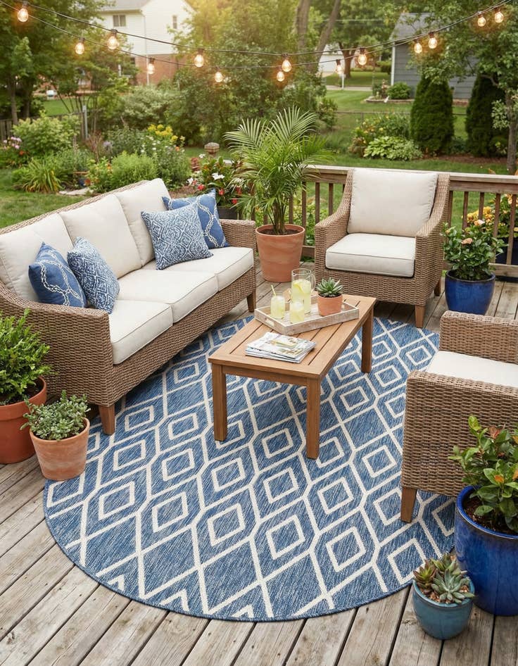 Detail image of 5' 3 x 8'  Washable Jill Zarin Turks and Caicos Indoor / Outdoor Oval Rug