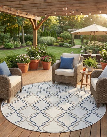 7' x 7' Easy-Clean Lattice Indoor / Outdoor Round Rug