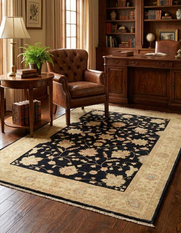 4' 2 x 5' 5 Hand Knotted Peshawar Ziegler Rug