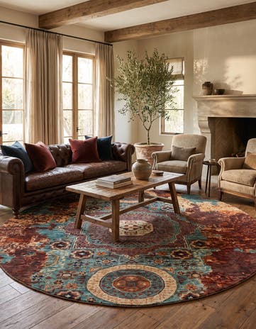 9' 9 x 9' 9 Hand Knotted Mamluk Ziegler Round Rug