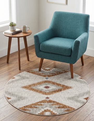 Ivory Eco Southwestern Round Rug
