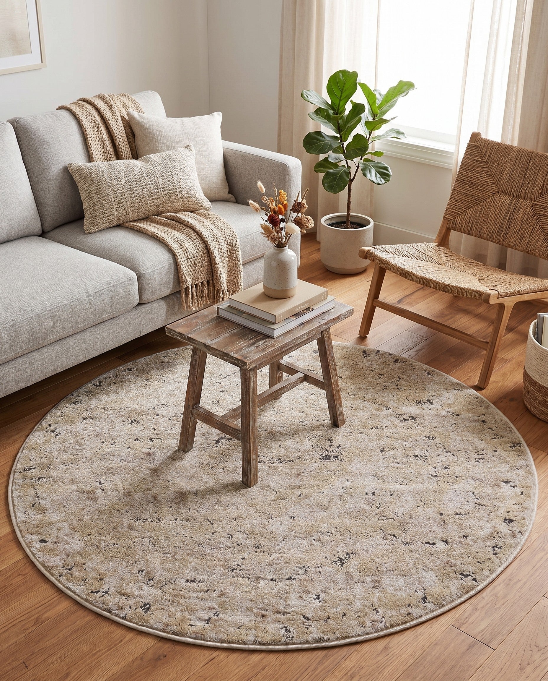 Beige Oregon Round Rug