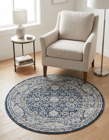 Dark Blue Estate Round Rug