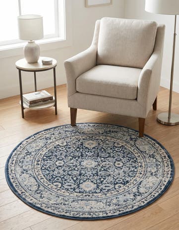 Dark Blue Estate Round Rug