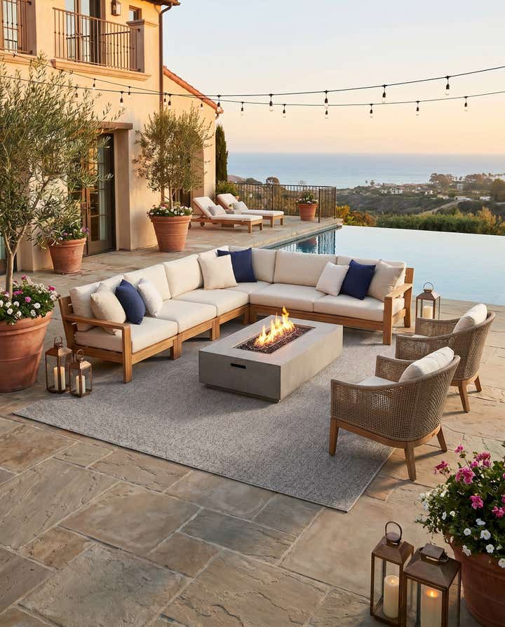 9' x 12' Easy-Clean Solid Indoor / Outdoor Rug
