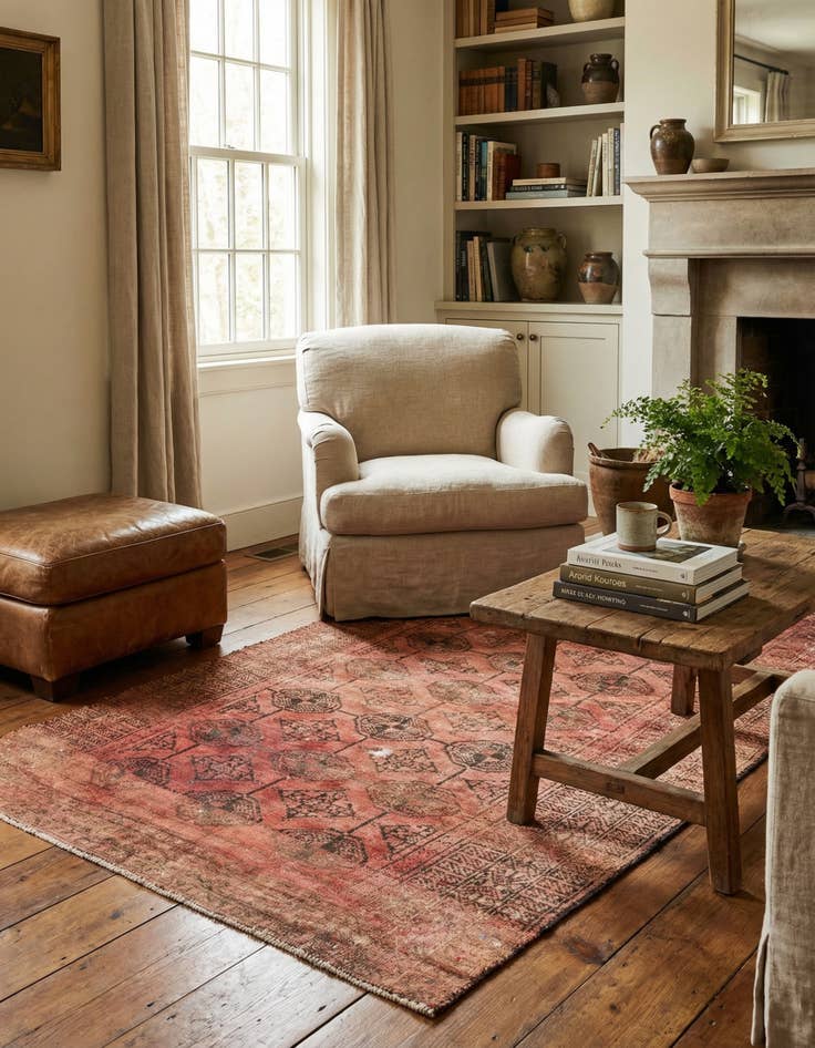 Detail image of 3' 7 x 5' 6 Hand Knotted Ultra Vintage Persian Wool Rug