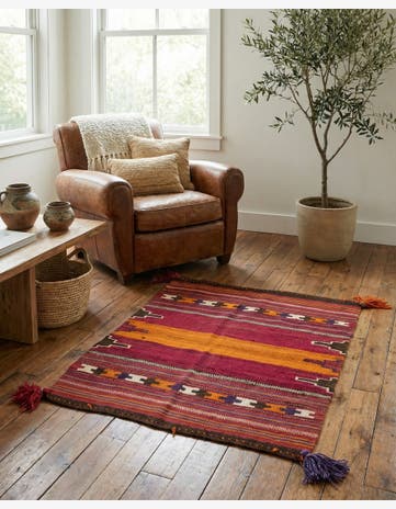 3' x 3' 8 Hand Woven Kilim Afghan Wool Square Rug