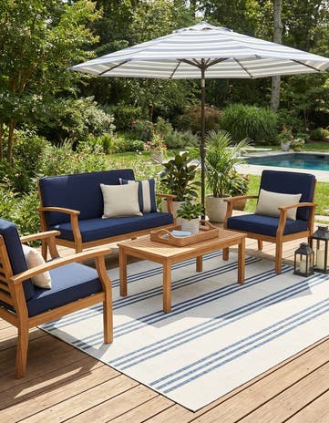 Ivory Easy-Clean Jill Zarin Anguilla Indoor / Outdoor Square Rug