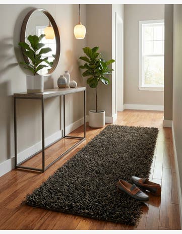 2' 4 x 4' 8 Hand Knotted Solid Shag Oriental Runner Rug