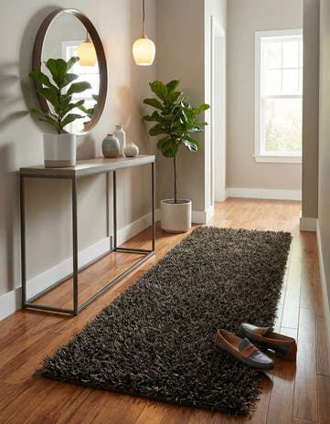 2' 4 x 4' 8 Hand Knotted Solid Shag Oriental Runner Rug