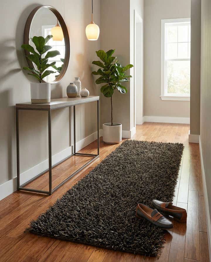 2' 4 x 4' 8 Hand Knotted Solid Shag Oriental Runner Rug