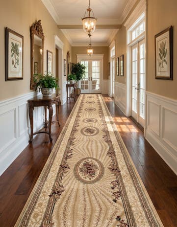 Ivory Tabriz Design Runner Rug