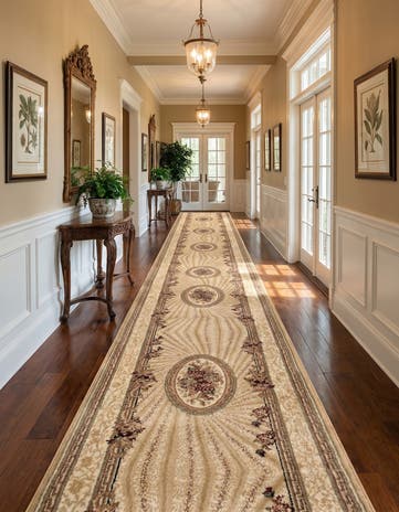Ivory Tabriz Design Runner Rug