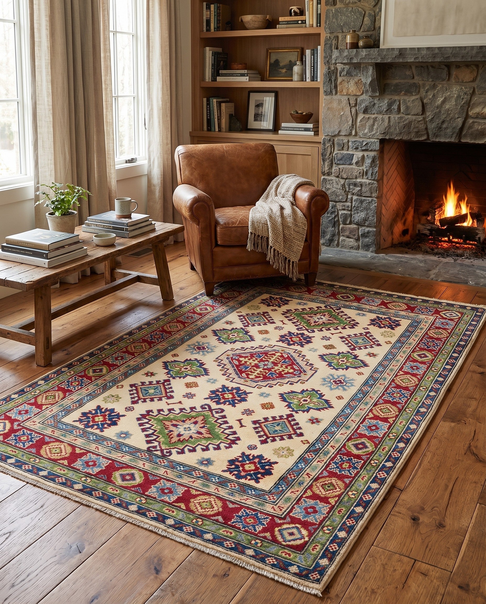 3' 11 x 6' 1 Hand Knotted Kazak Rug