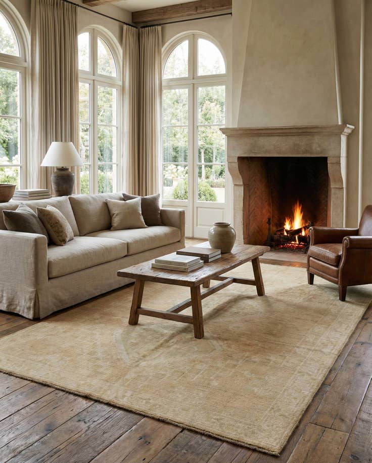 Detail image of 6' 4 x 9' 8 Hand Knotted Oushak Wool Rug