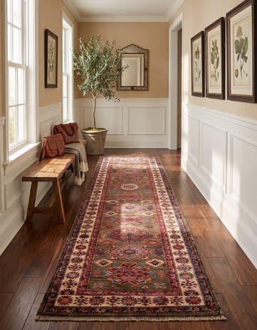 2' 8 x 9' 9 Hand Knotted Kazak Runner Rug