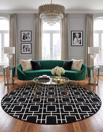 Black and Silver Marilyn Monroe™ Glam Deco Round Rug