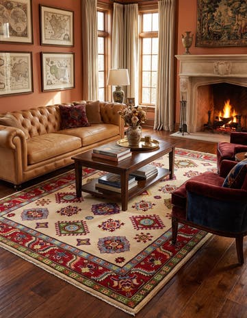 5' 7 x 7' 11 Hand Knotted Kazak Rug